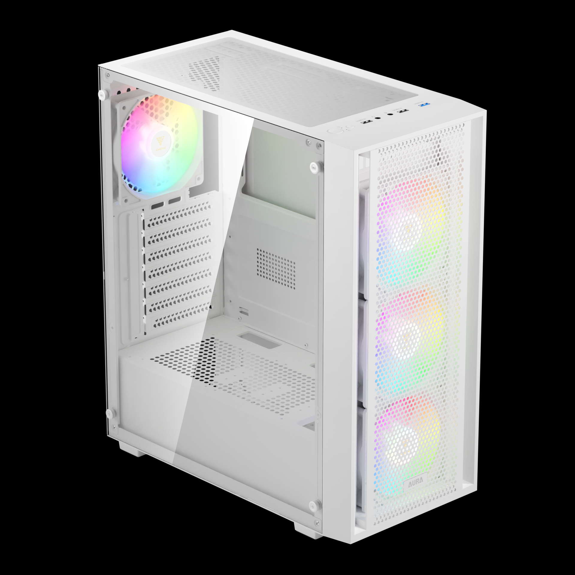 GAMDIAS AURA GC2 ELITE ARGB Mid Tower Gaming Case - White GAMDIAS AURA GC2 ELITE ARGB Mid Tower Gaming Case - White